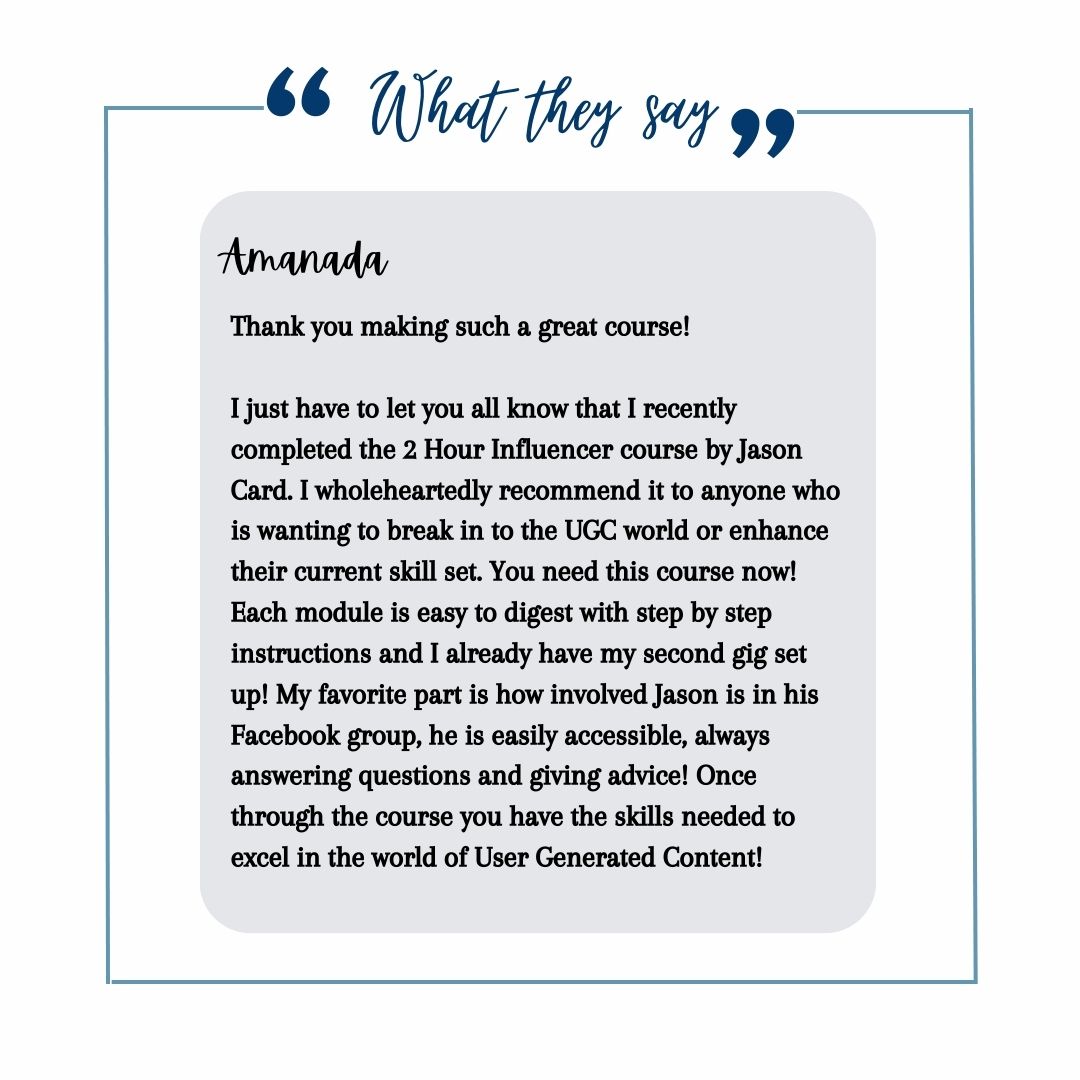 Amanda's testimonial screenshot