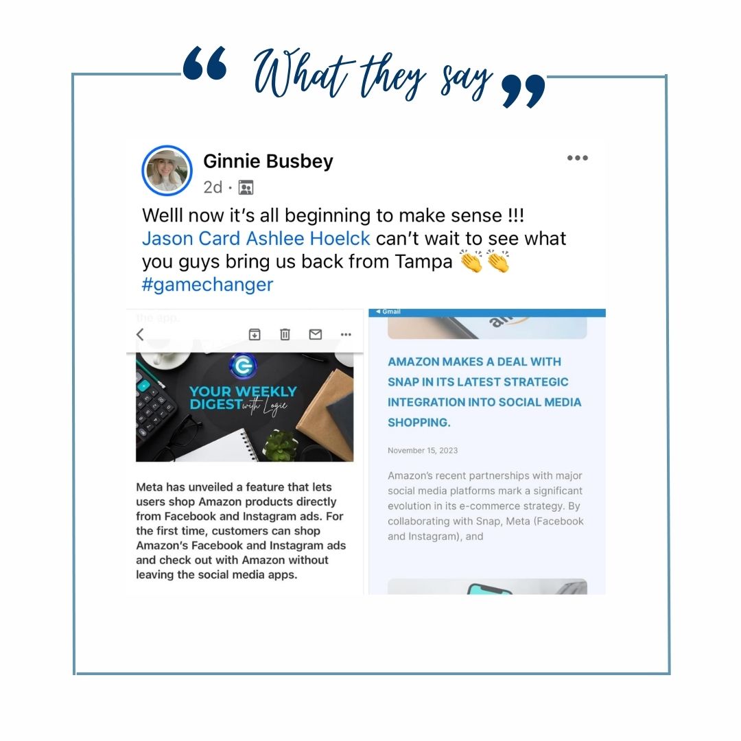 Ginnie's social media testimonial